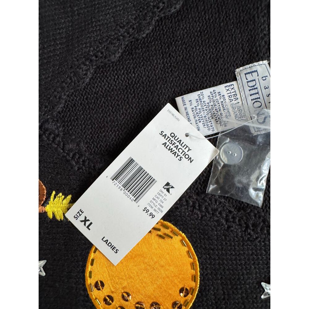 Vintage 90s Halloween Sweater Vest Grumpy Bears Pumpkins NWT XL - Picture 6 of 8